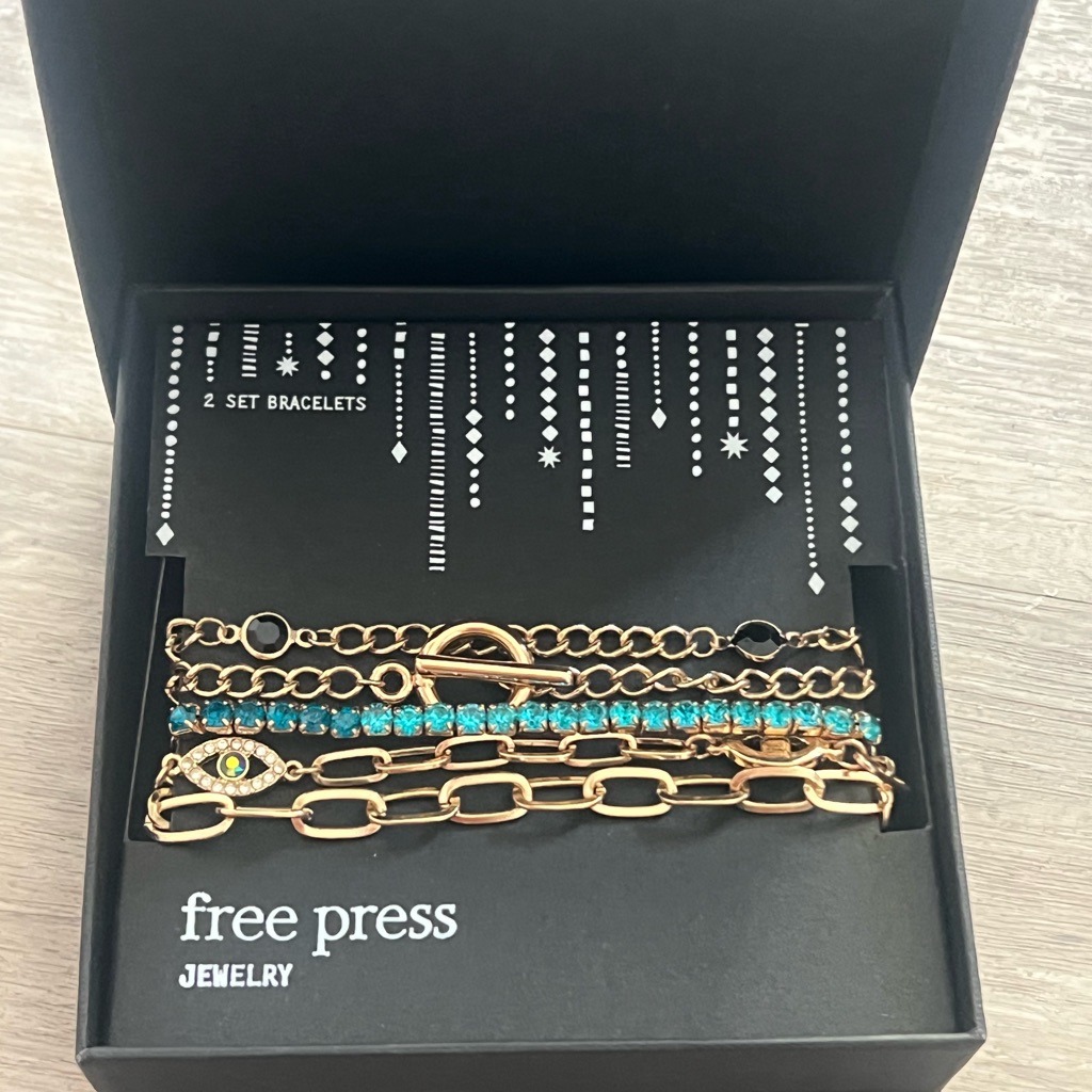 New Free Press Gold And Blue Modern Bracelet Collection Set Nordstrom Gift Box